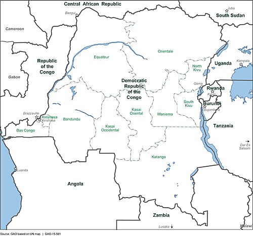 DRC s provincemi a sousedními státy