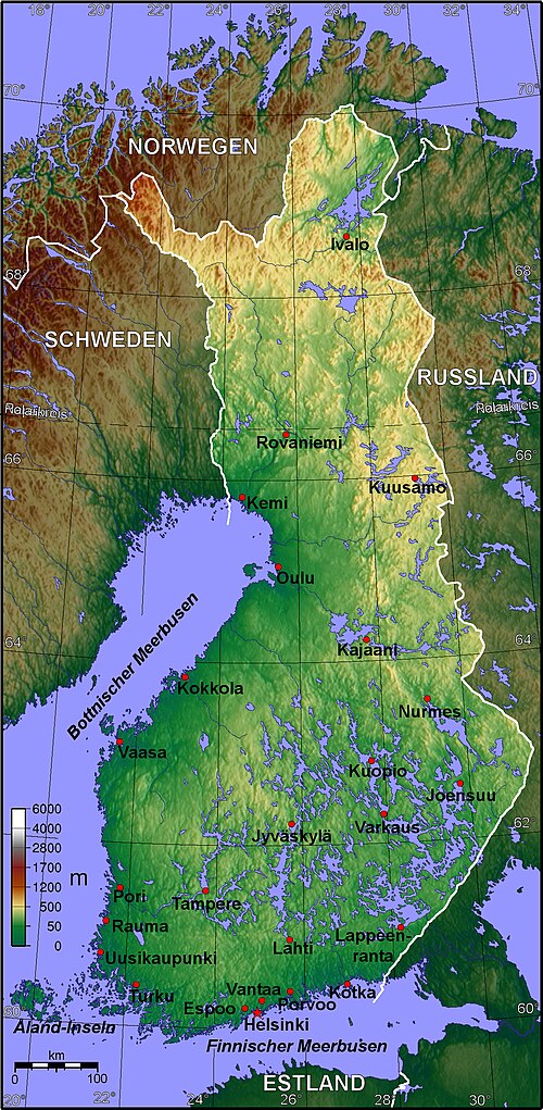 Finská topografie - německy