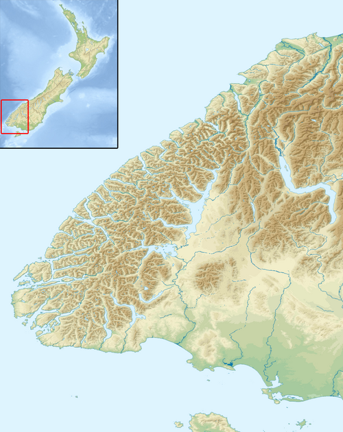 Mapa polohy Fiordlandu