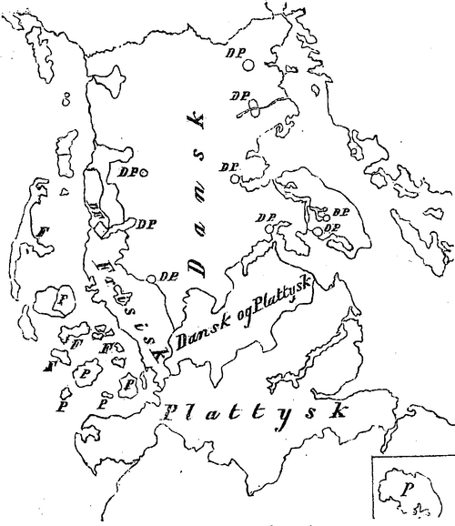 Folkevennen 1864 - Mapa německého jazyka