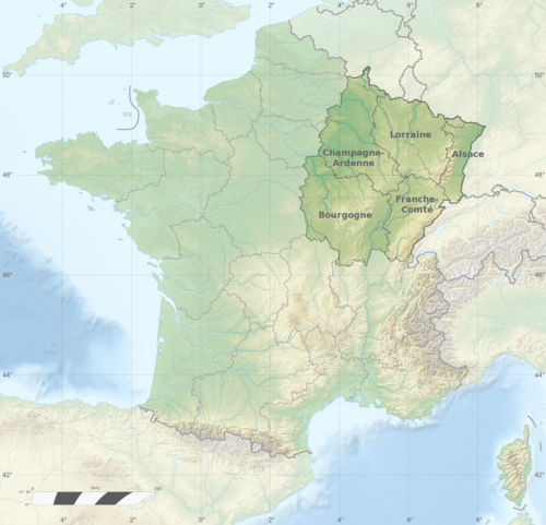 Francie východ - topografická mapa