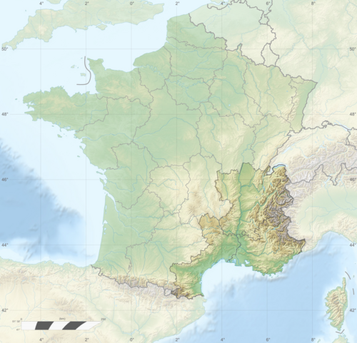 Francie - mapa jihovýchod zvýrazněn