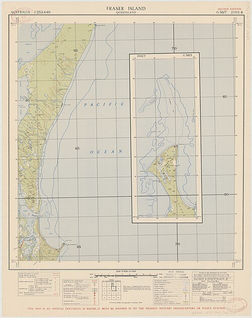 Topografická mapa Fraser Island 1942