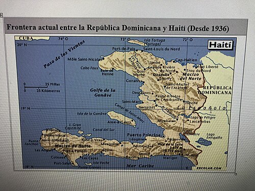 Současná hranice mezi Dominikánskou republikou a Haiti