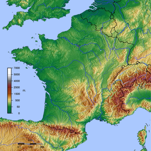 Topografická mapa Francie 2