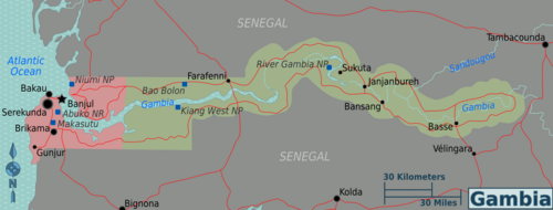 Mapa regionů Gambie