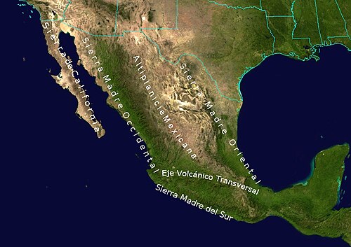 Geografická mapa Mexika