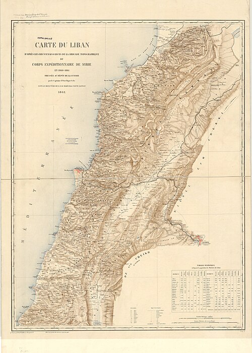 Mapa Libanu 1862