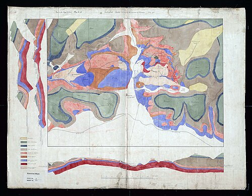Geologická skica okolí Khewry - Mapa č. 1 z Hornické zprávy