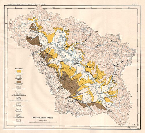 Geologická mapa údolí Kašmíru