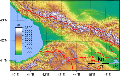 Topografie Gruzie