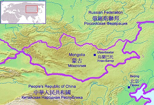 Mapa reliéfu Gobi