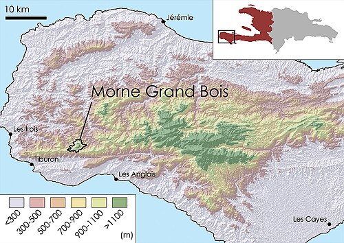 Topografická mapa Grand Bois