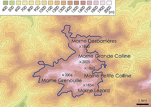 Topografická mapa Grande Colline - detail