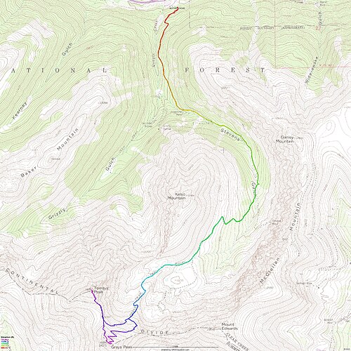 GPS záznam Grays a Torreys
