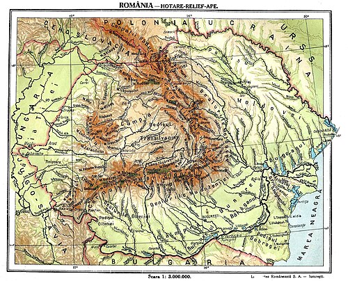 Větší Rumunsko, fyzická mapa