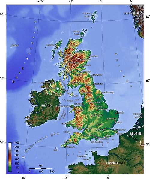 Velká Británie - topografie a města