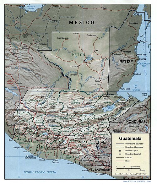 Geopolitická mapa Guatemaly