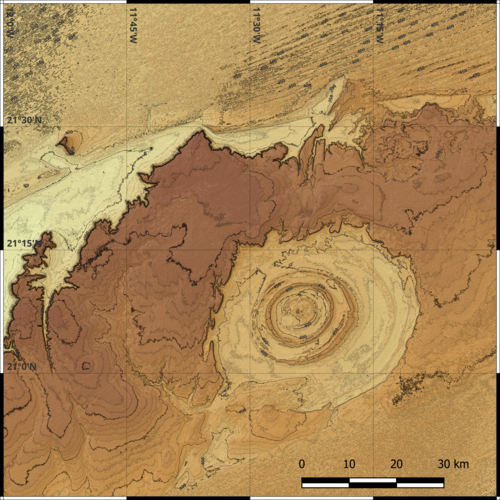 Topografická mapa Guelb Richat