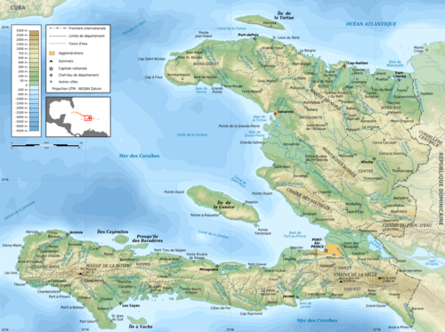 Topografická mapa Haiti