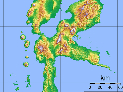 Halmahera - topografická mapa (oříznutá)