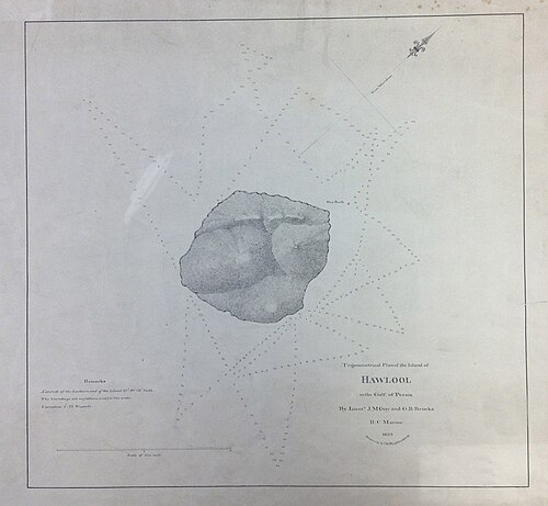 Mapa ostrova Halul z roku 1823