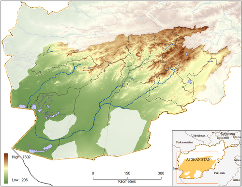 Topografie povodí Helmandu