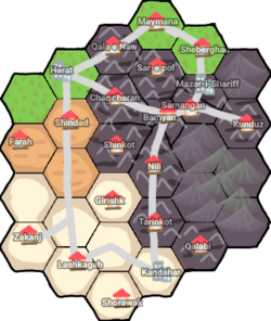 Hexagonální mapa západního Afghánistánu