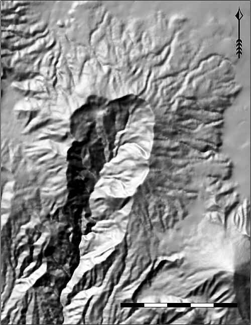 Stínovaná mapa vulkánu Siete Orejas