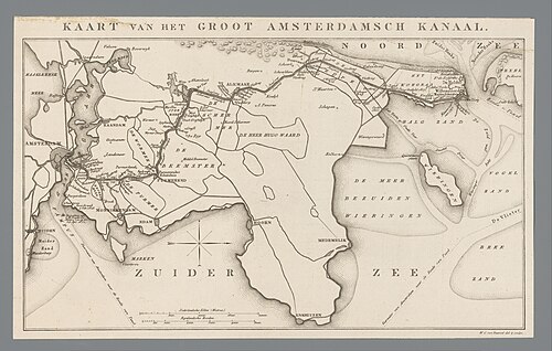 Historická mapa Nizozemska a Severomořského kanálu