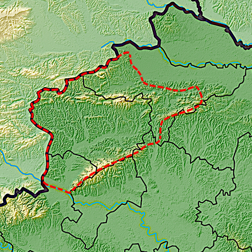 Hrvatsko zagorje reliéfní mapa bez popisů