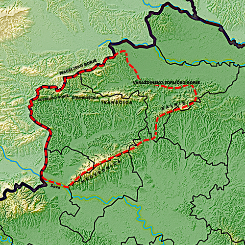 Hrvatsko zagorje reliéfní mapa s popisy