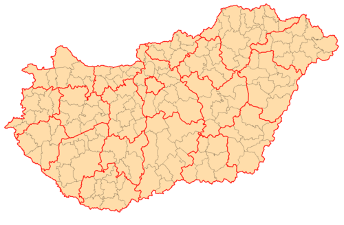 Mapa administrativního rozdělení Maďarska