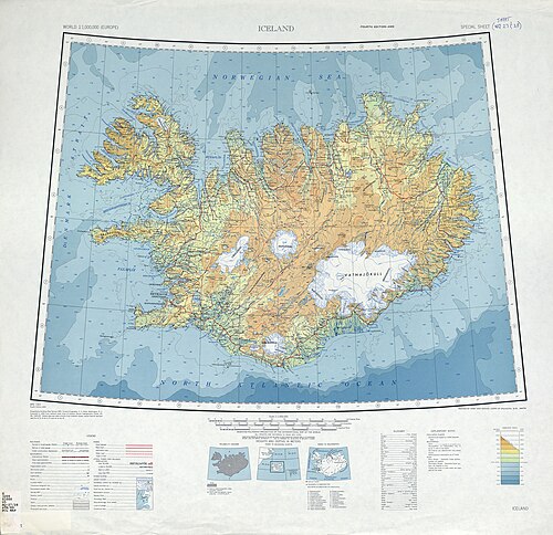 Topografická mapa Islands