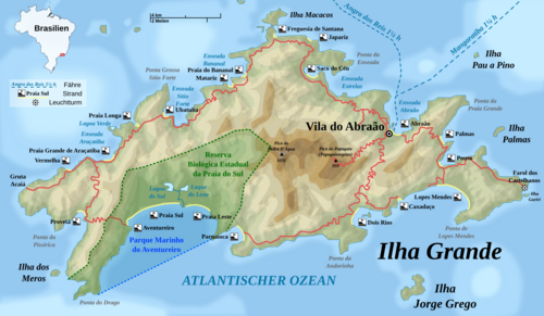Topografická mapa Ilha Grande