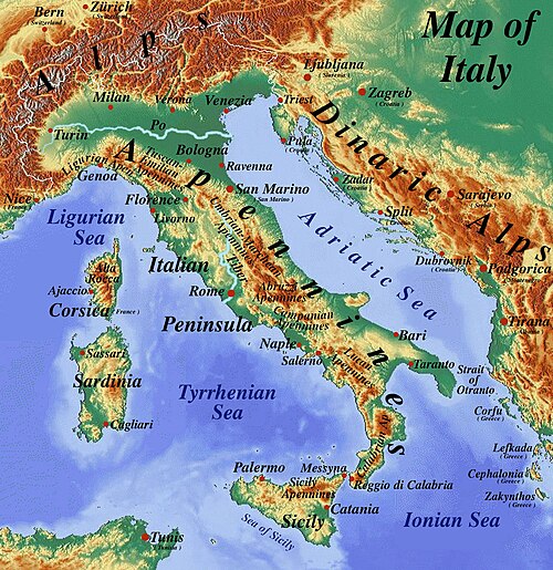 Mapa Itálie
