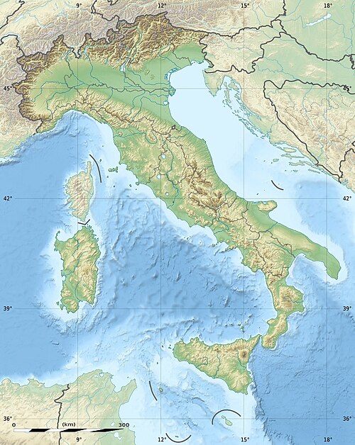 Itálie - Reliéfní mapa polohy