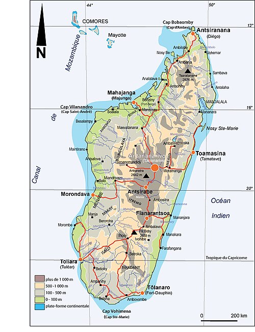 Madagaskar reliéf