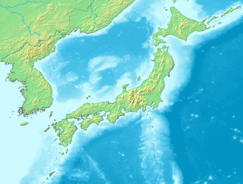 Mapa reliéfu Japonska