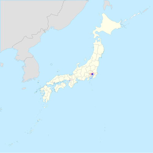 Mapa polohy měst Japonska