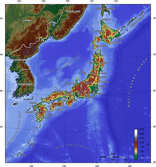 Japonsko topografické