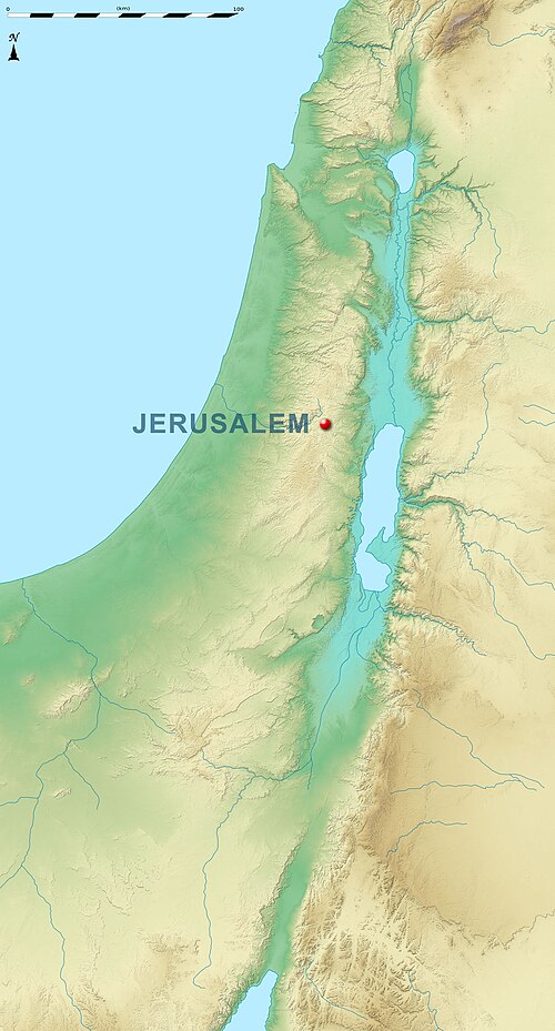 Reliéfní mapa Jeruzaléma