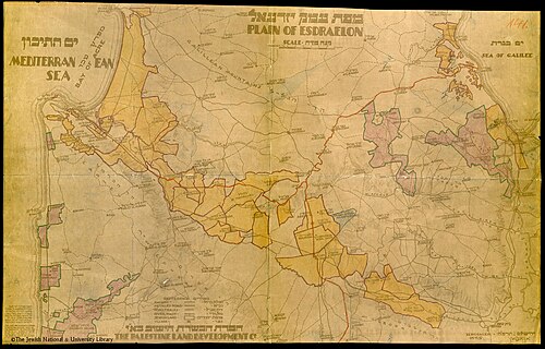 Mapa sionismu v Jezreelu (1925)