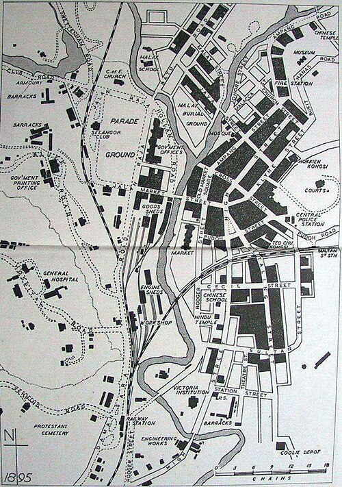 Kuala Lumpur - mapa z roku 1889