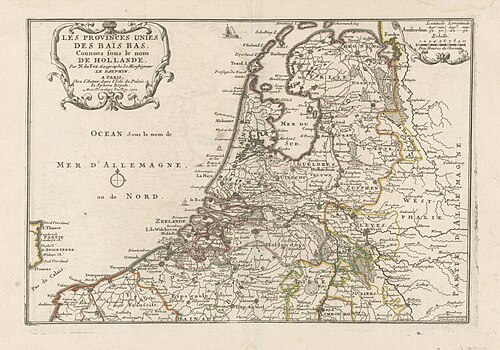 Mapa Nizozemska z roku 1701