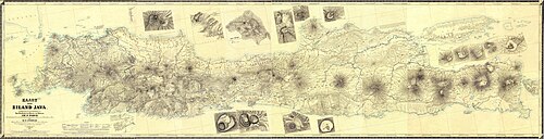 Topografická mapa ostrova Jáva