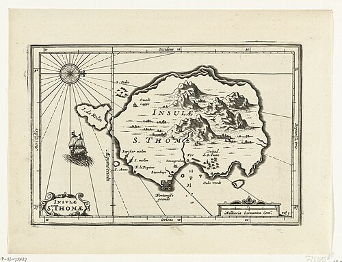 Mapa ostrova São Tomé z roku 1602