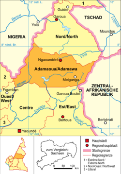 Kamerun - politická mapa (Adamaoua)