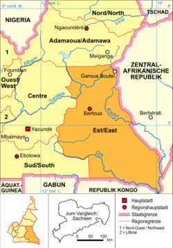 Kamerun - politická mapa - východ
