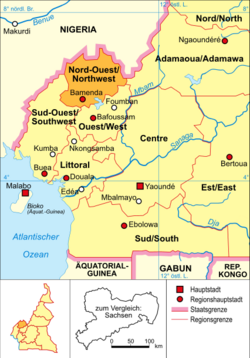 Kamerun - politická mapa - severozápad